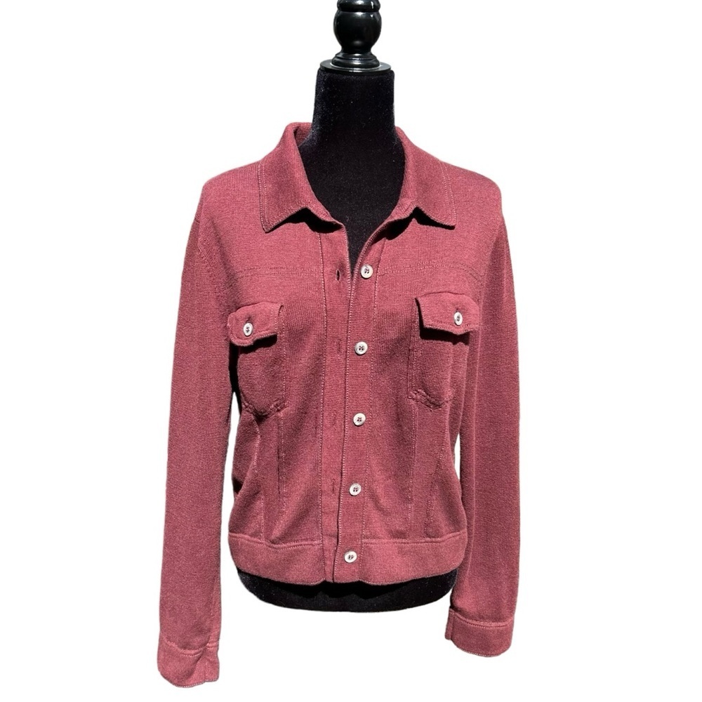 Peruvian Connection 100% Pima Cotton Maroon Button Up Shirt